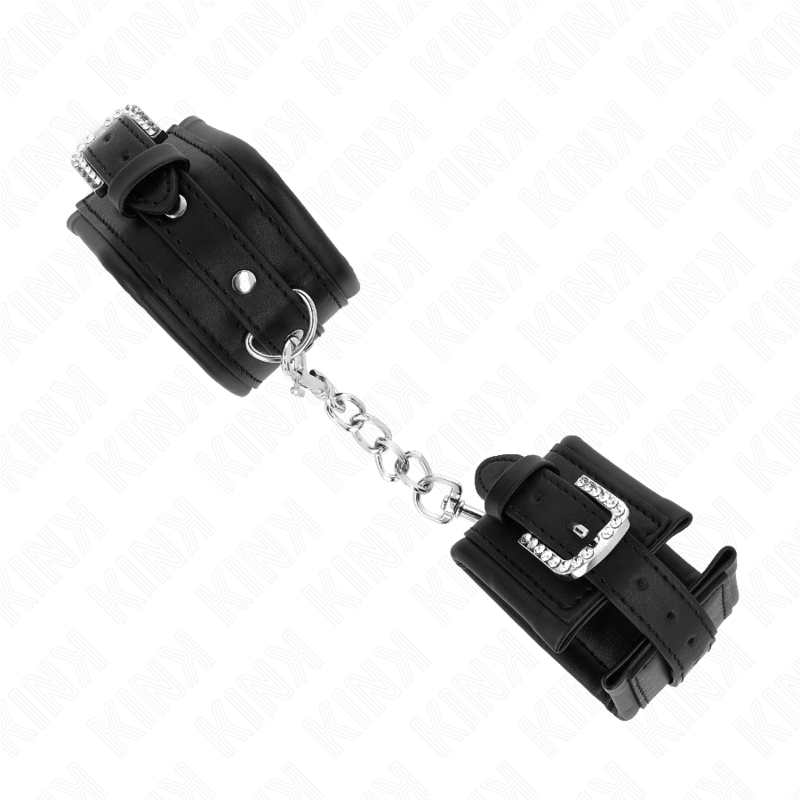 Adjustable Black Rhinestone Buckle Wristbands 25-32cm x 5.5cm
