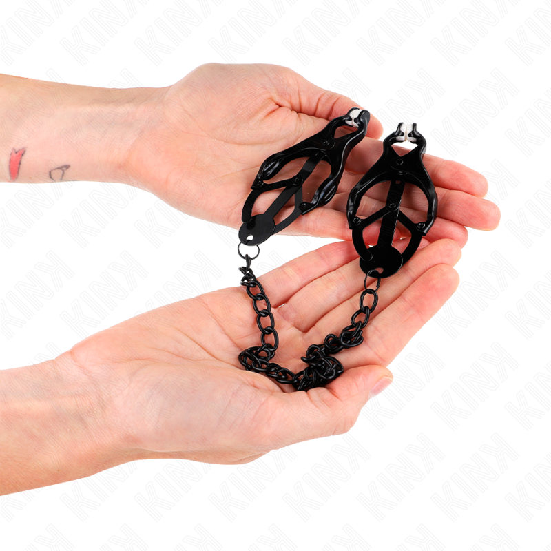 Japanese clover leaf clips with black chain 30 cm