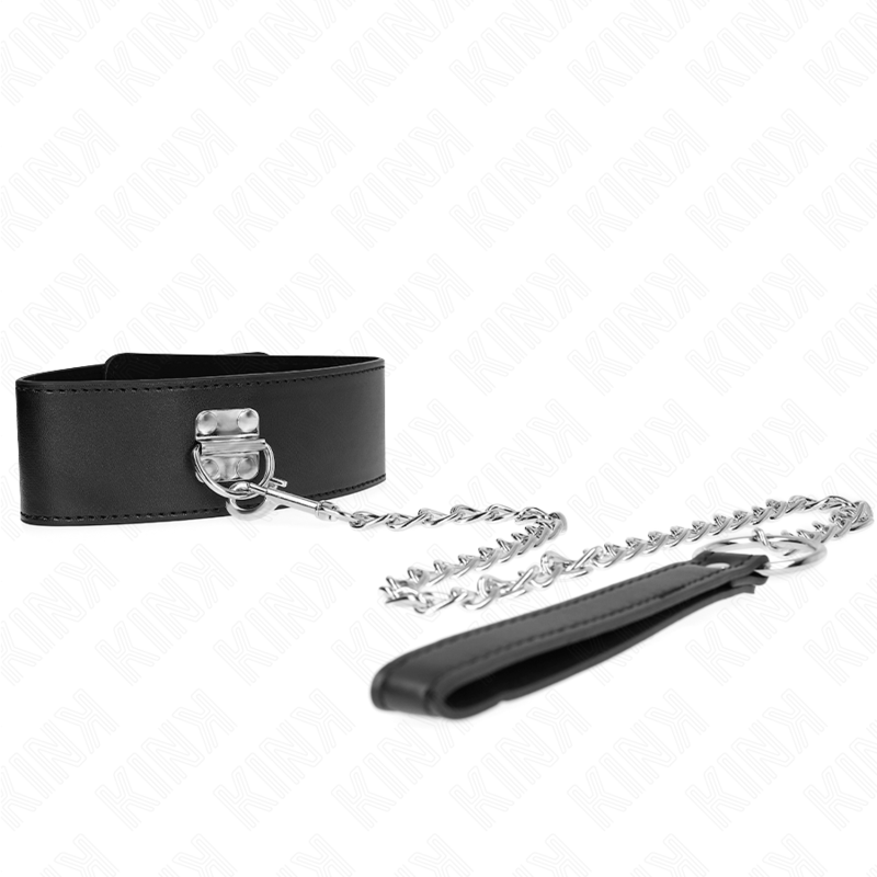 Necklace with belt 65 cm with wide black adjustable bracelet 33.5-41 cm x 5 cm