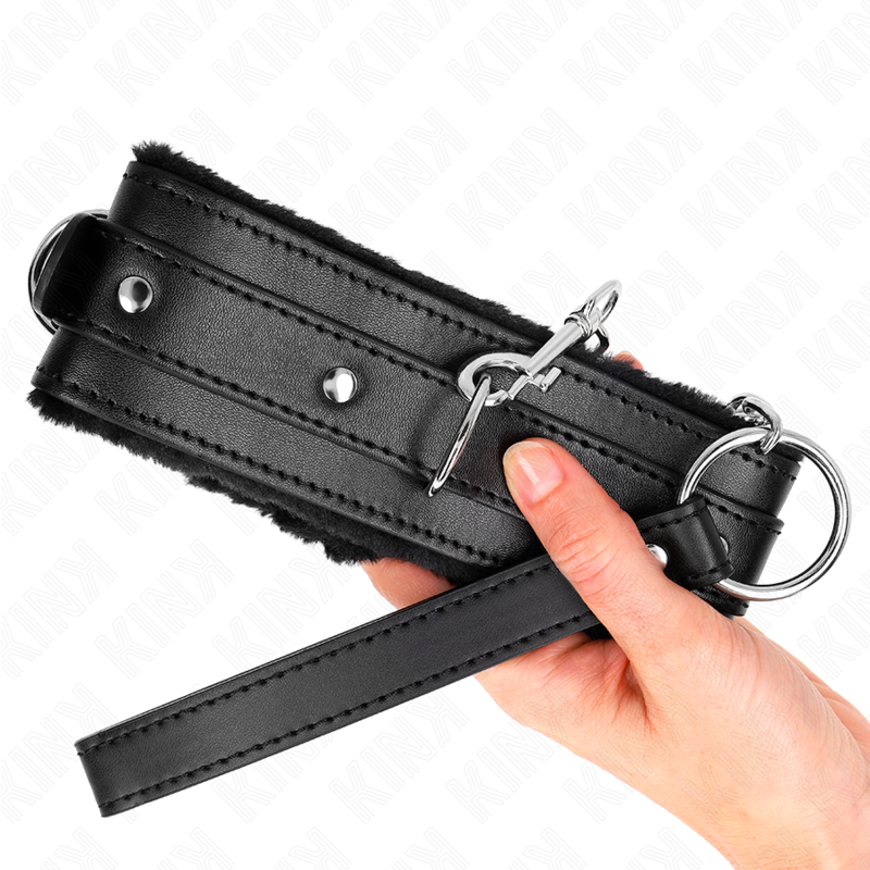 Collar with leash 65 cm with restrictions black 36-42 cm x 5.5 cm