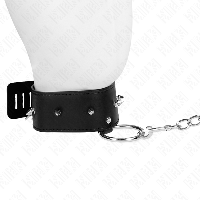 65 cm collar with leash with silver studs model 2 adjustable 36-43 cm x 5 cm