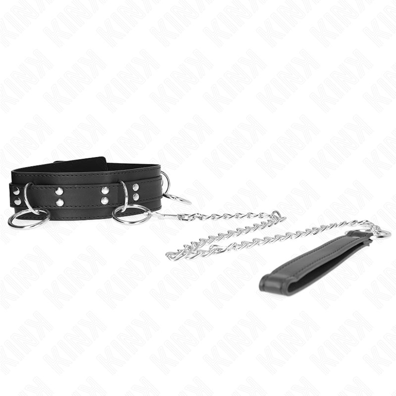 3-ring bondage collar with strap 80 cm 53 x 5 cm