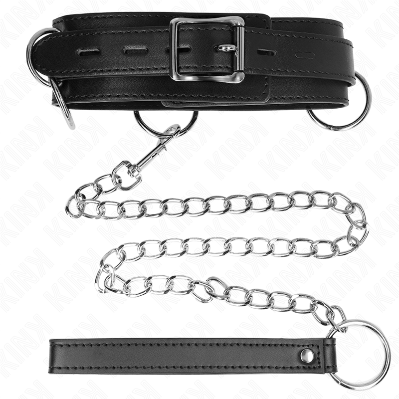 3-ring bondage collar with strap 80 cm 53 x 5 cm