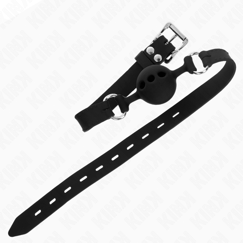 Fully silicone gag 55 x 2 cm with 4 cm ball size S black adjustable 35-51 cm