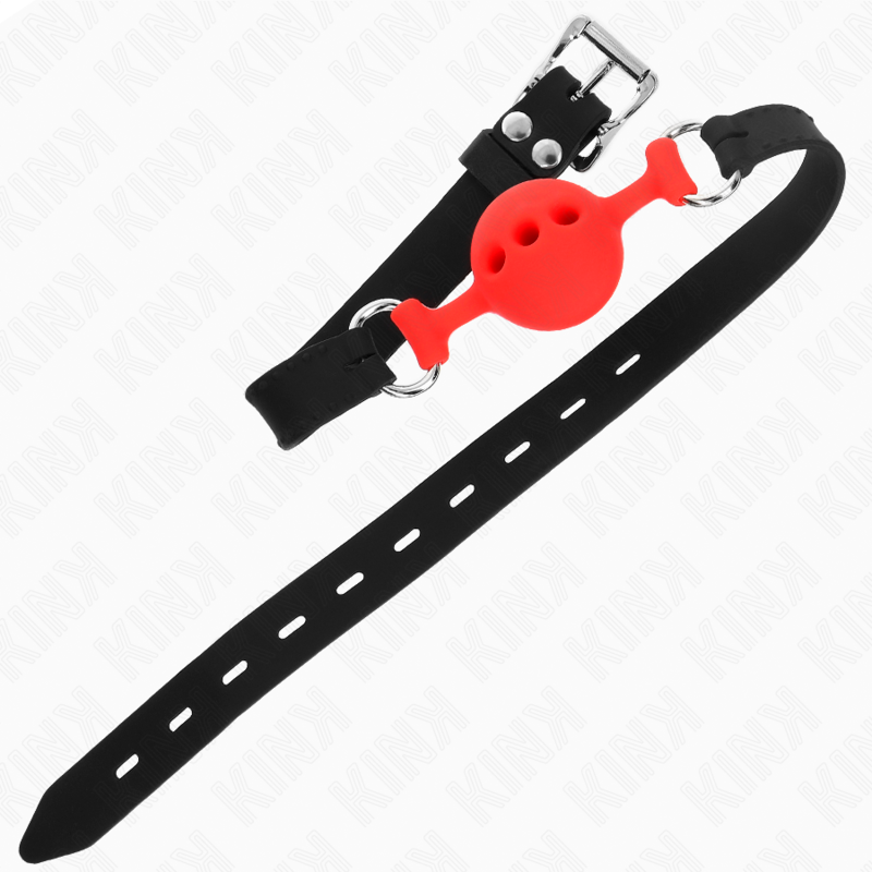 Fully silicone gag 55 x 2 cm with 4 cm ball size S red adjustable 35-51 cm