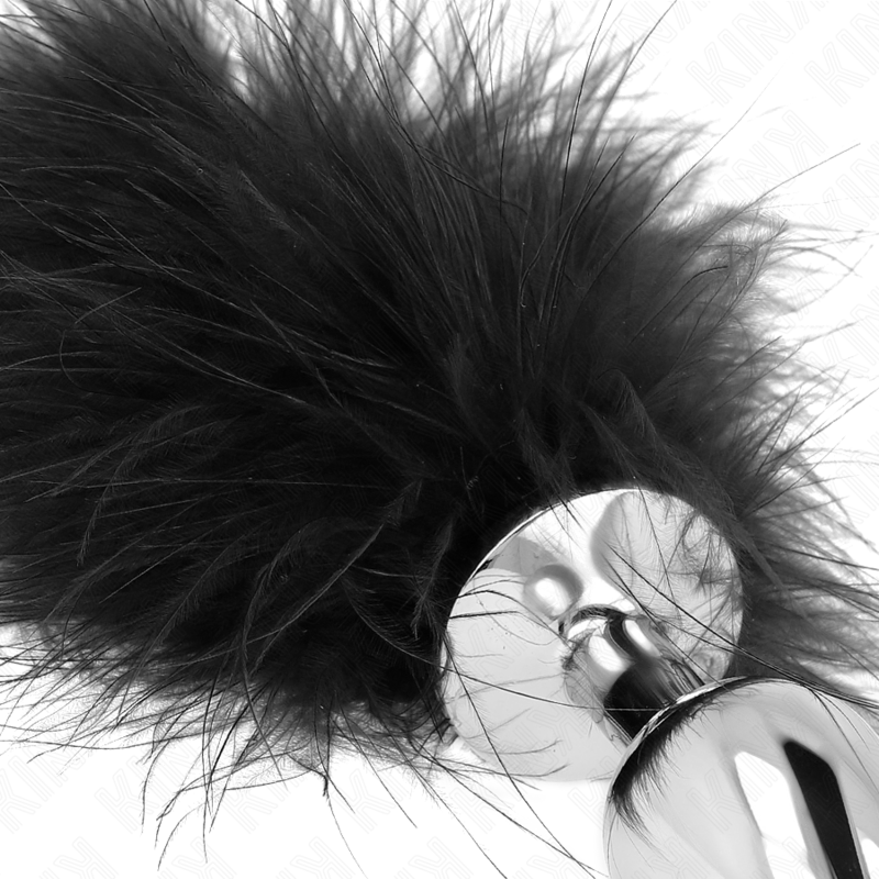 Stainless steel anal plug 11 x 7 cm with feather 11 cm