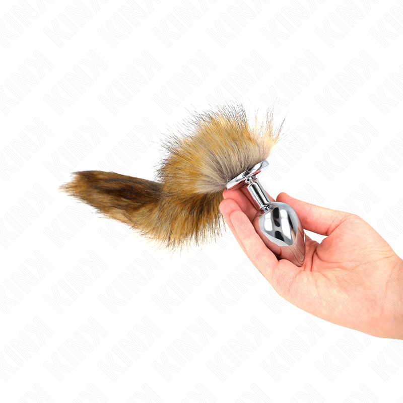 Anal plug size l 10 x 4 cm with synthetic tail 40 cm brown