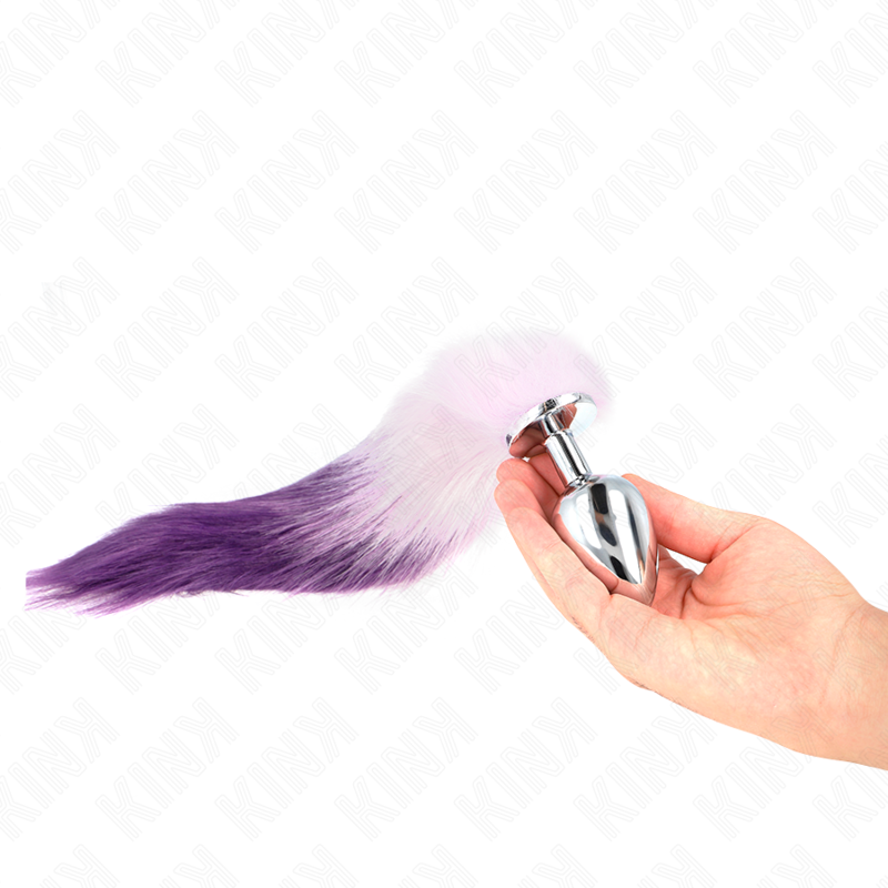 Plug anal taille l 10 x 4 cm avec queue synthétique 40 cm violet
