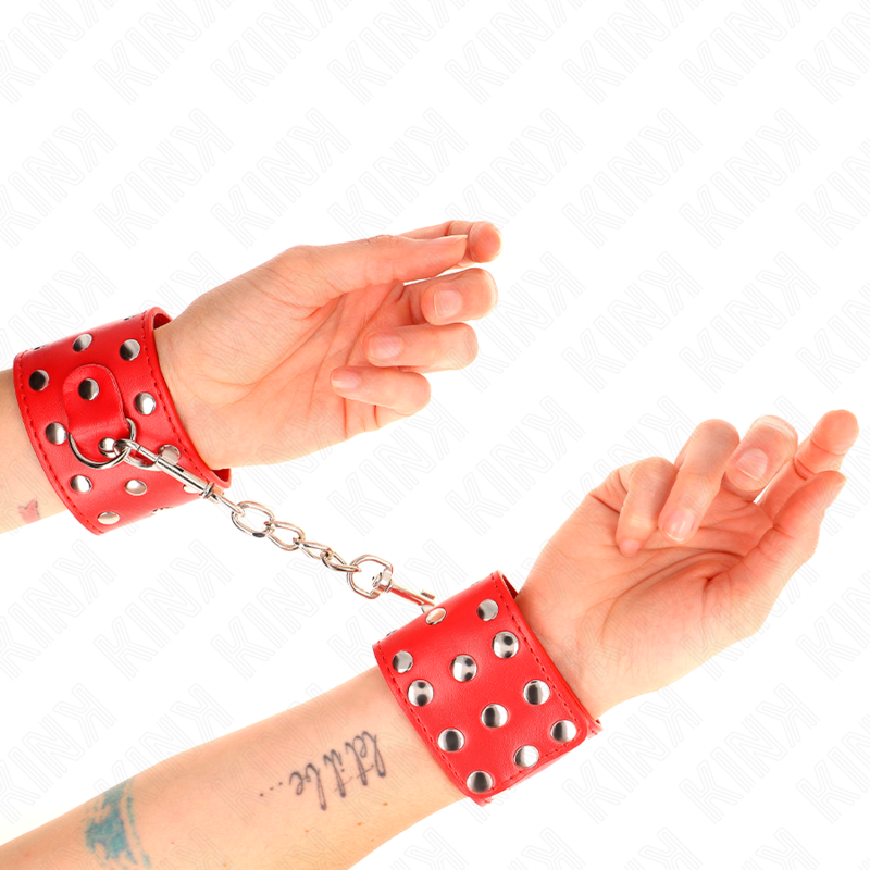 Wrist restraints with full red rivet snap closure adjustable 19-24 cm x 5.5 cm