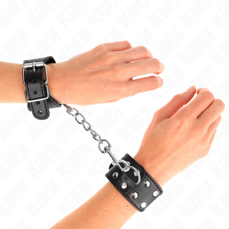 Bracelets with double line of adjustable black studs