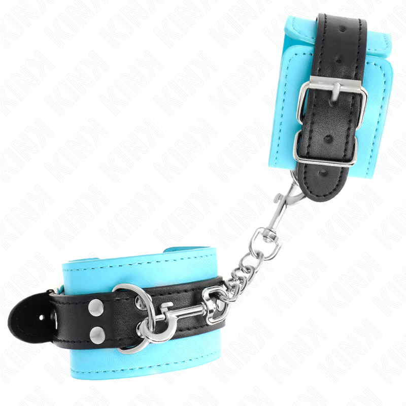 Adjustable Blue Fur Lined Hook Wristbands 20-28cm x 5.5cm