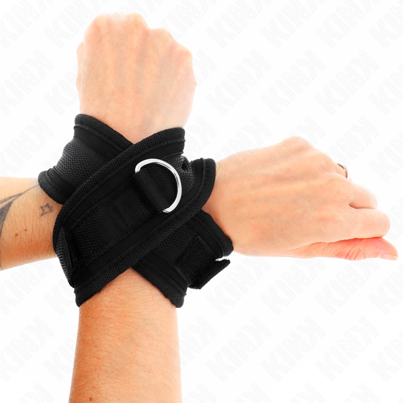 Black crossed cuffs 34 x 5.5 cm