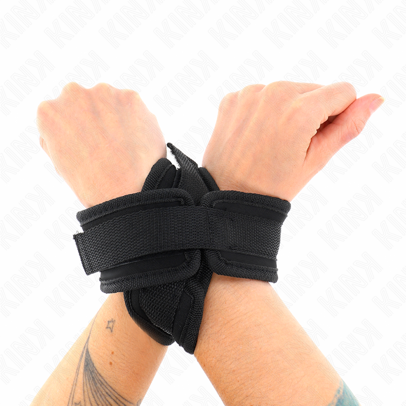 Black crossed cuffs 34 x 5.5 cm