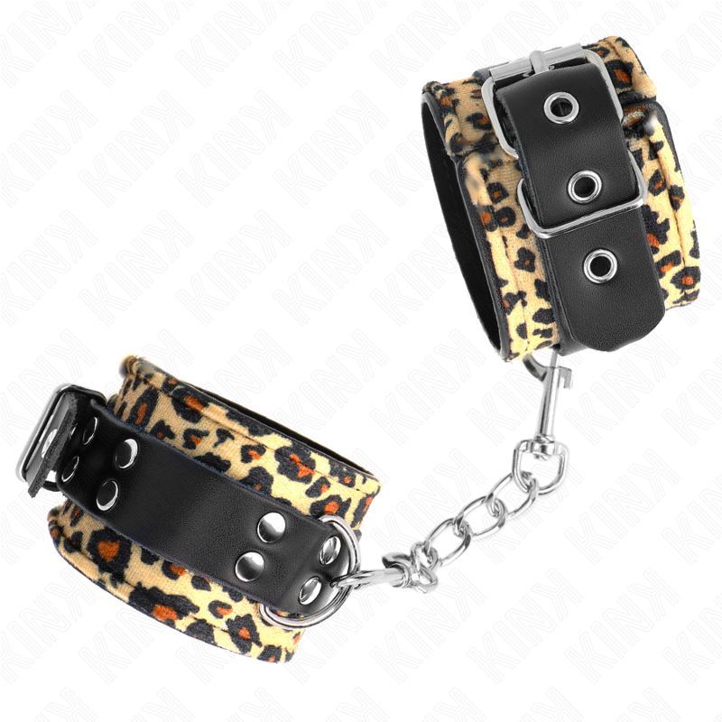 Adjustable Genuine Leopard Leather Wrist Restraint 18-29cm x 5.5cm