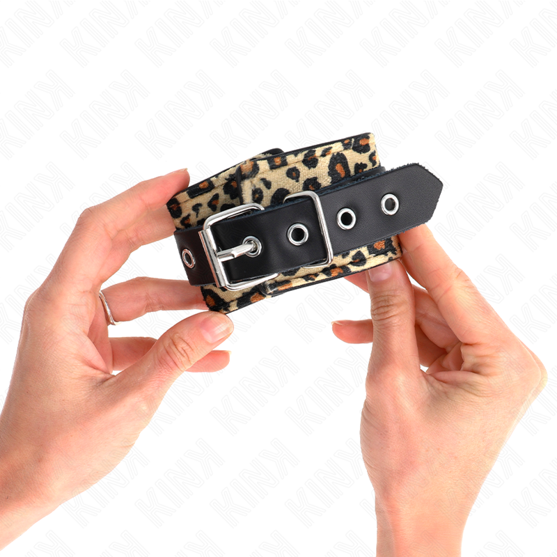Adjustable Genuine Leopard Leather Wrist Restraint 18-29cm x 5.5cm