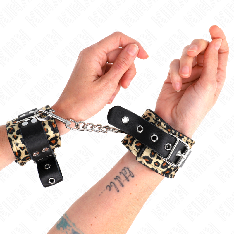 Adjustable Genuine Leopard Leather Wrist Restraint 18-29cm x 5.5cm