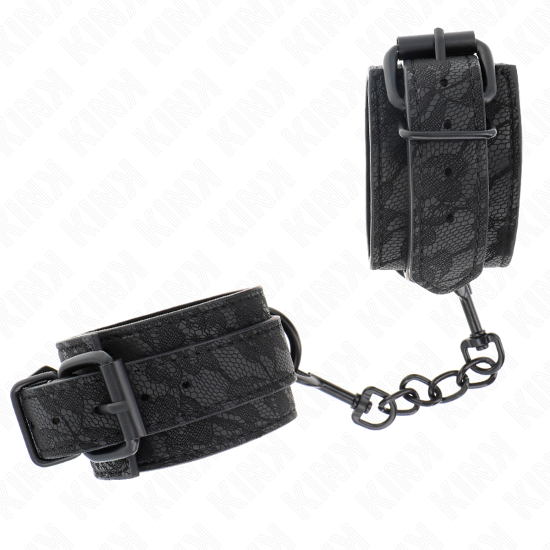 Adjustable dark lace covered cuffs black 19-26 cm