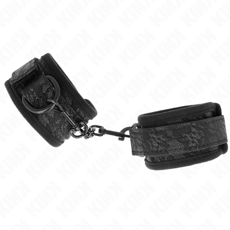 Adjustable neoprene dark lace covered cuffs black 20-29 cm x 5 cm