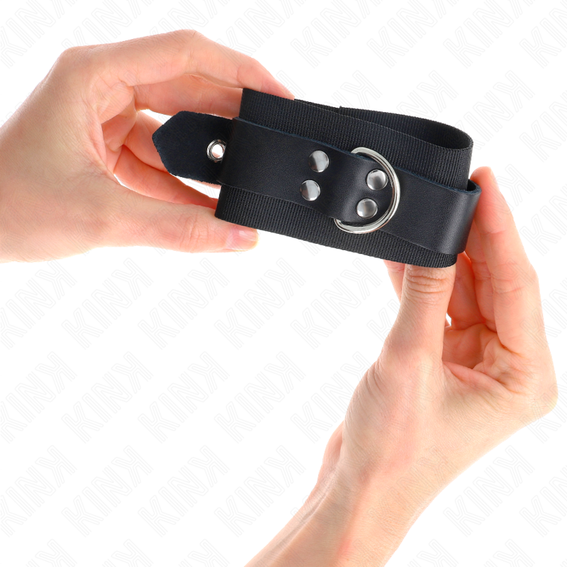 Black nylon wrist support with adjustable black leather belt 19-29 cm x 5.1 cm