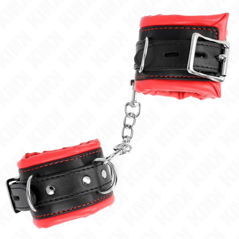 Heavy duty red fur lined wrist rests adjustable 20-30cm x 6cm