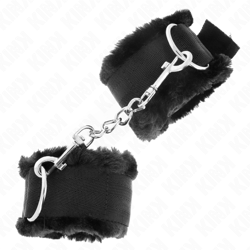 Adjustable black fur lined wrist rests 17-31 cm x 7 cm