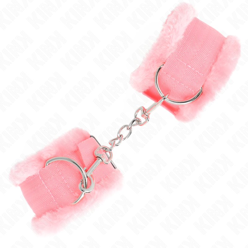 Adjustable pink fur lined wrist rests 17-31 cm x 7 cm
