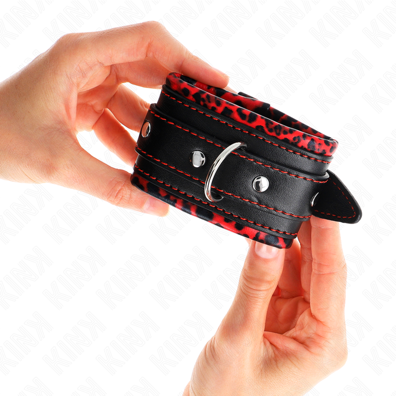 Red/Black Fur Lined Wrist Rests Adjustable 17-29cm x 6cm