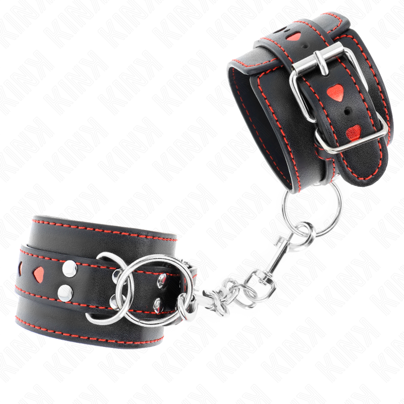 Black wrist rest with red heart inlay adjustable 21-28 cm x 5.5 cm