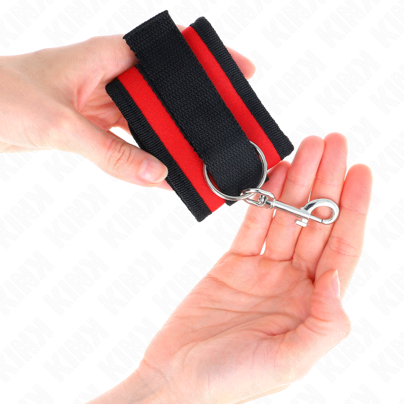 Red-Black Nylon Hook and Loop Wrist Braces Model 2 Adjustable 18-35cm x 6cm