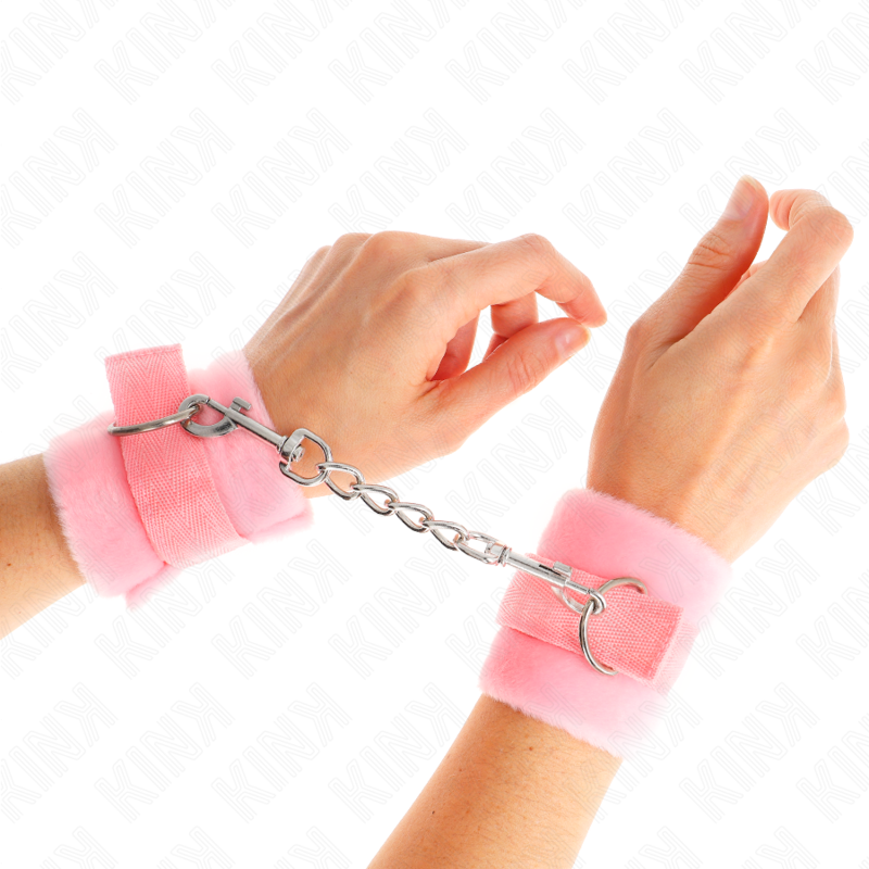 Pink fur beginner cuffs 30 x 7 cm