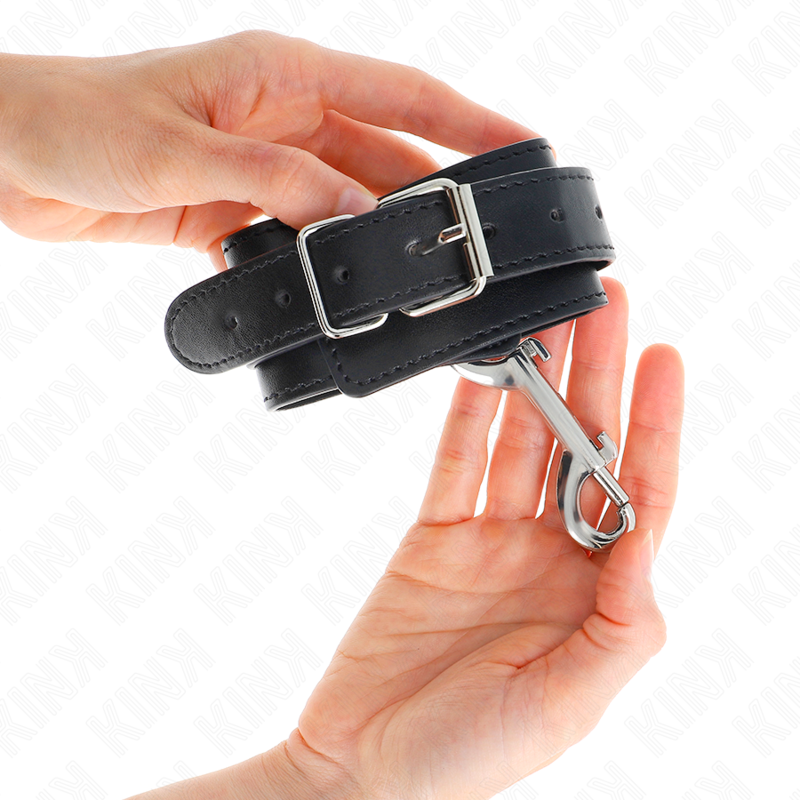 Wrist bracers - single row of rivets and large adjustable black buckle 17-28 cm x 5 cm