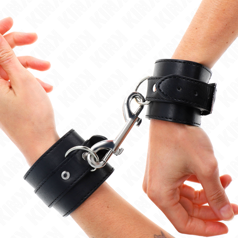Wrist bracers - single row of rivets and large adjustable black buckle 17-28 cm x 5 cm