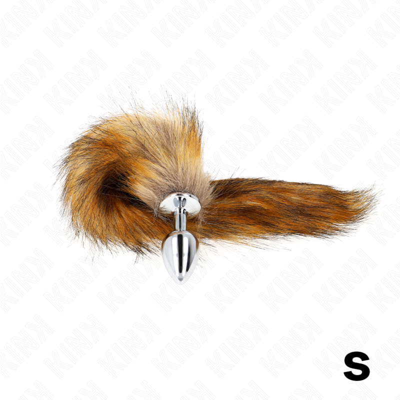 Anal plug size S 7 x 3 cm with synthetic tail 40 cm brown