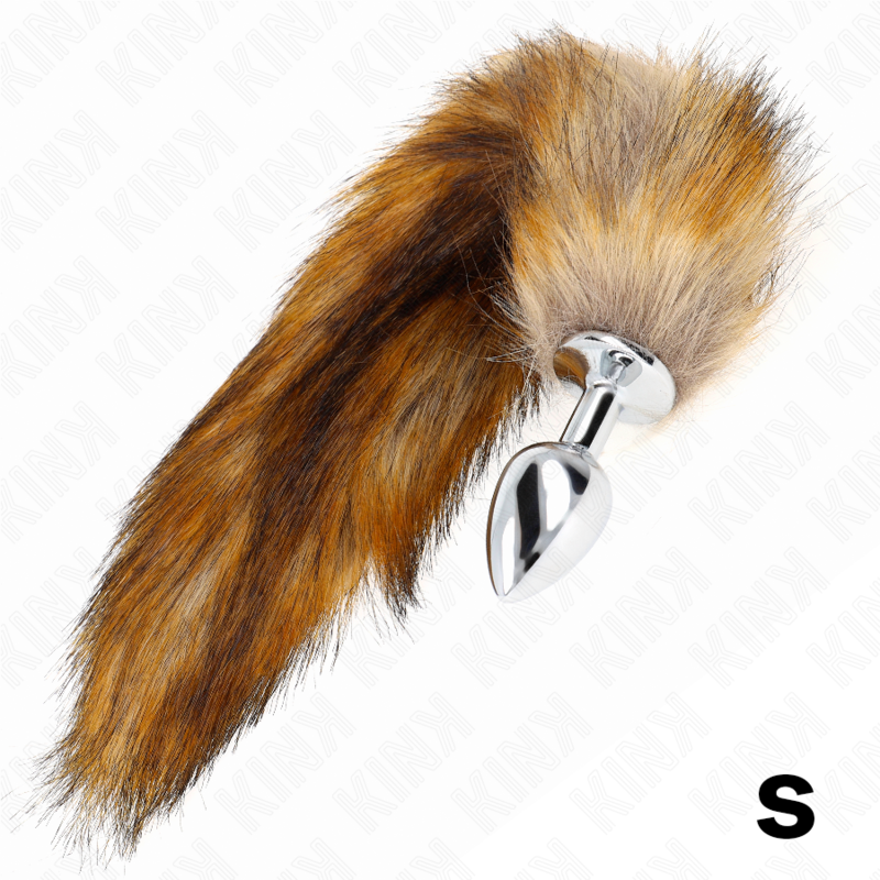 Anal plug size S 7 x 3 cm with synthetic tail 40 cm brown