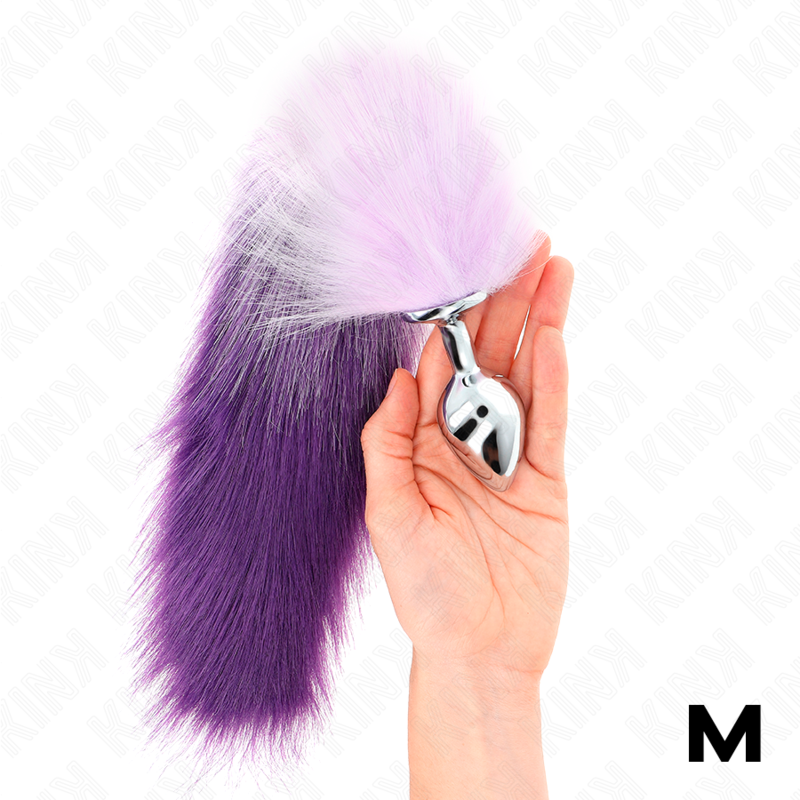 Plug anal taille m 8 x 3,5 cm avec queue synthétique 40 cm violet