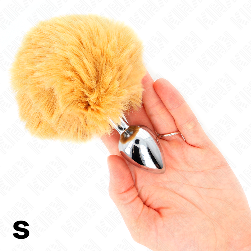 7 x 3 cm stainless steel plug with 8 cm beige faux fur rabbit tail