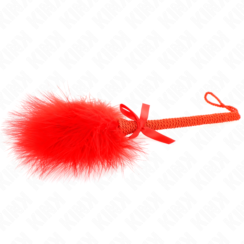 Nylon Rope Wand with Tickle Feathers and Red Bow 25cm