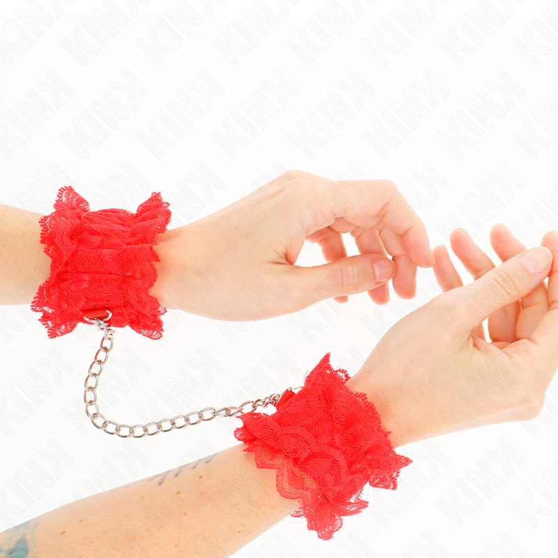 Red lace elastic wrist cuffs