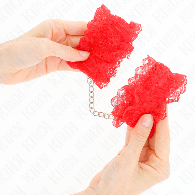 Red lace elastic wrist cuffs