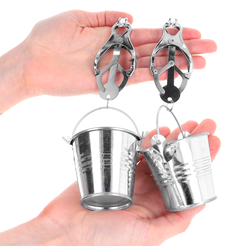 Japanese clover nipple clamps with silver bucket