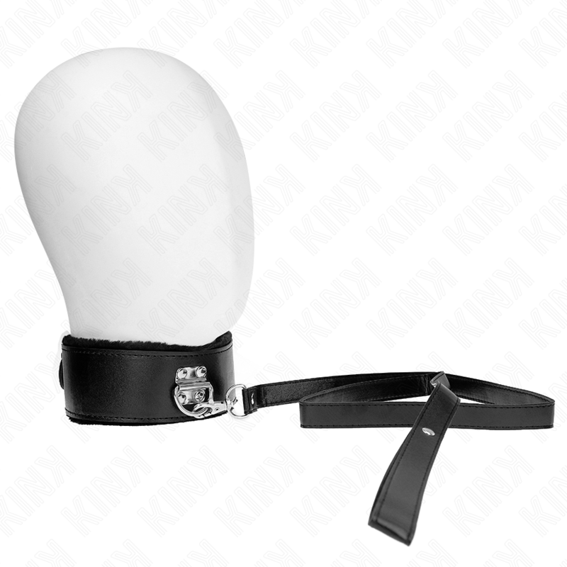 Collar with leash 116 cm with silver studs model 4 black adjustable 40-48 cm x 6 cm