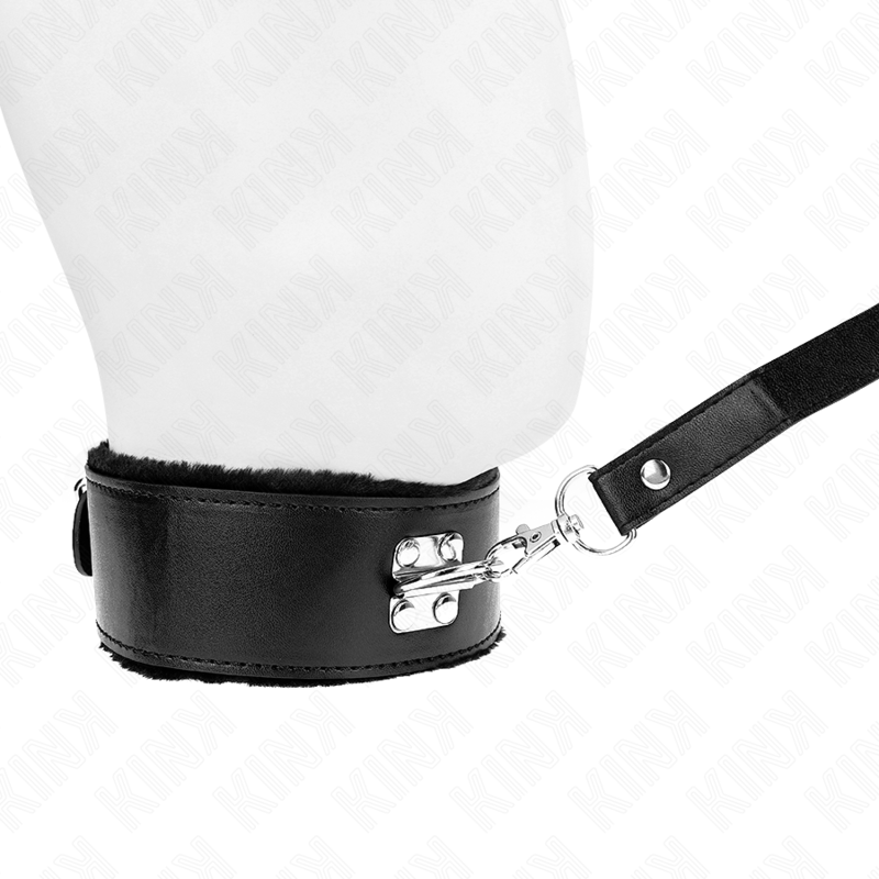 Collar with leash 116 cm with silver studs model 4 black adjustable 40-48 cm x 6 cm