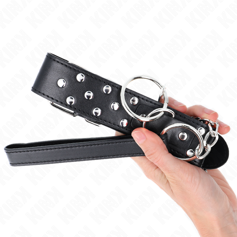 Ring rivet necklace with belt 65 cm black adjustable 36-50 cm x 3.8 cm