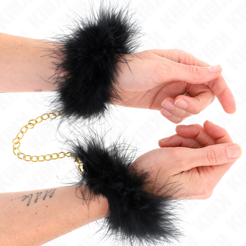 Feather cuffs with gold chain model 0