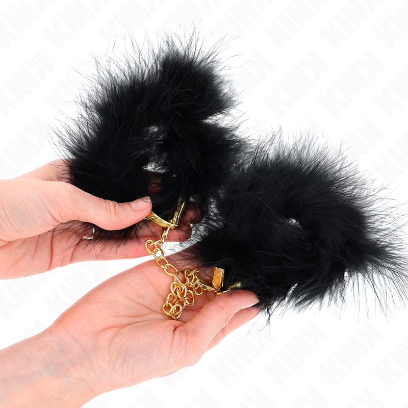 Feather cuffs with gold chain model 0