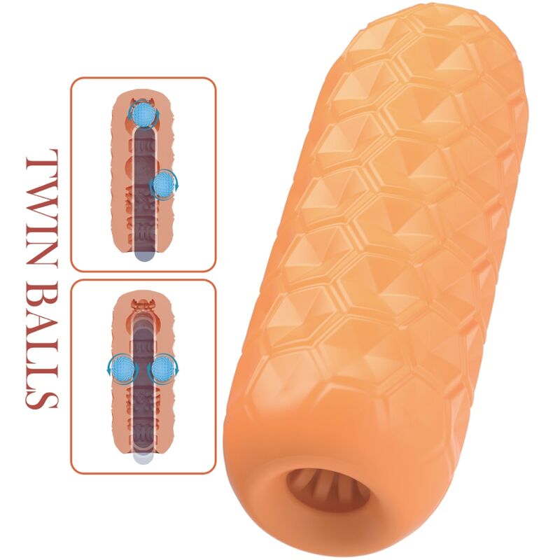 Orange Dual Ball Male Masturbator