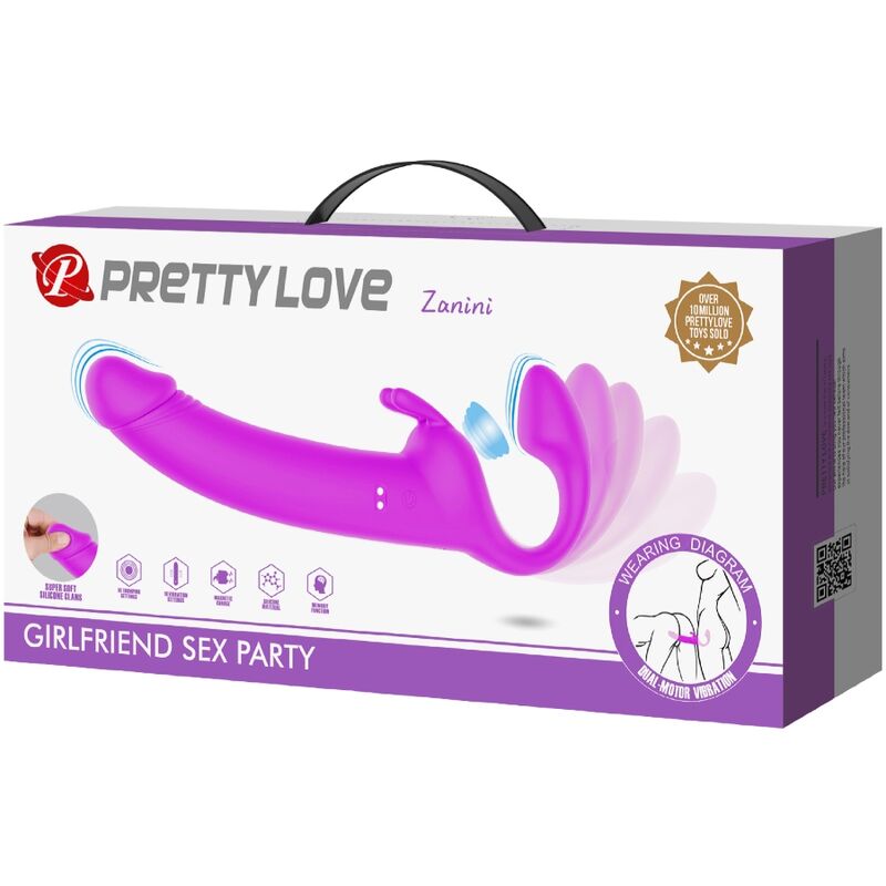 Zanini strapless strap-on 10 vibrations violet