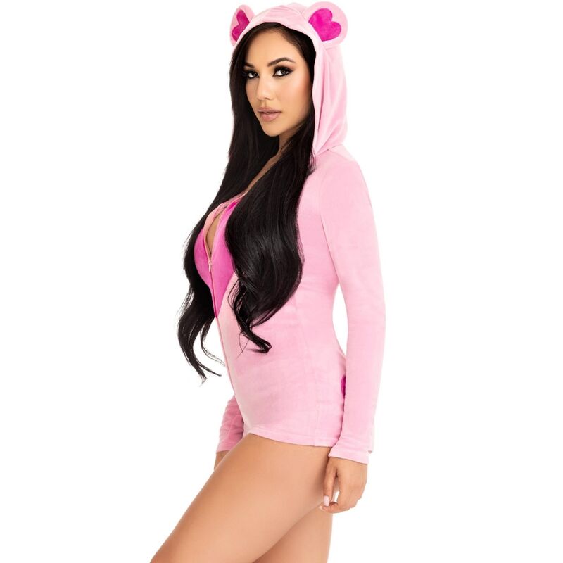 Pink teddy bear velvet bodysuit s