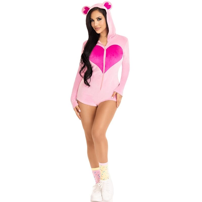 Body velours ours en teddy rose s