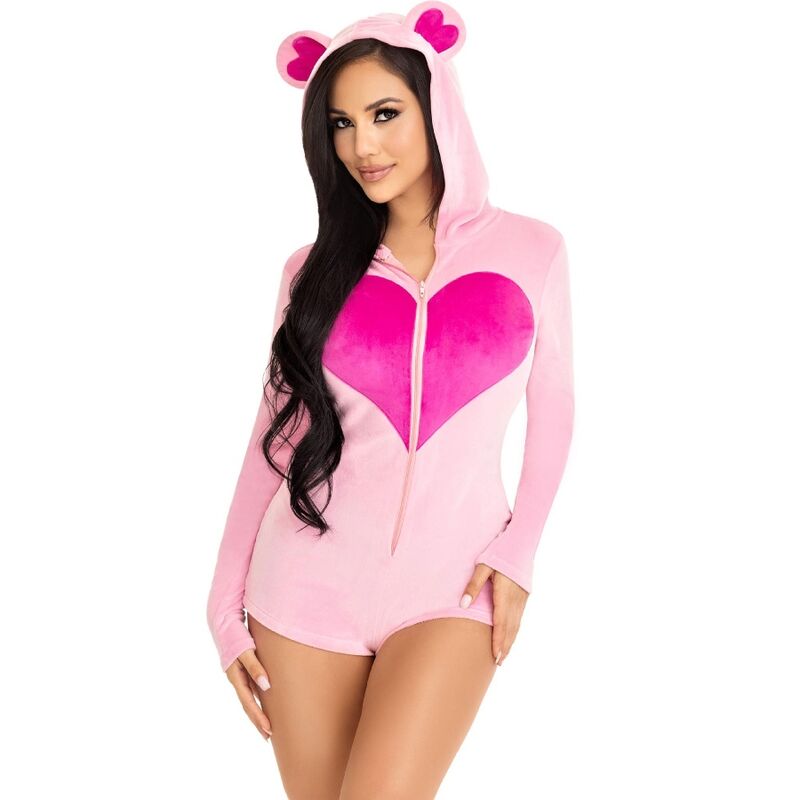 Body velours ours en teddy rose m